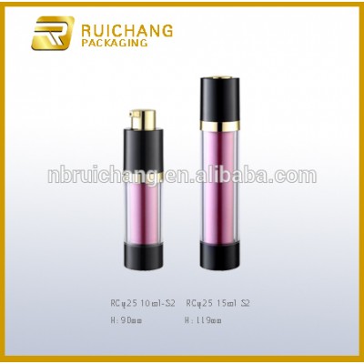 10ml/15ml rotate cosmetic pump bottle,round rotate airless bottle,double tube cosmetic pump bottle